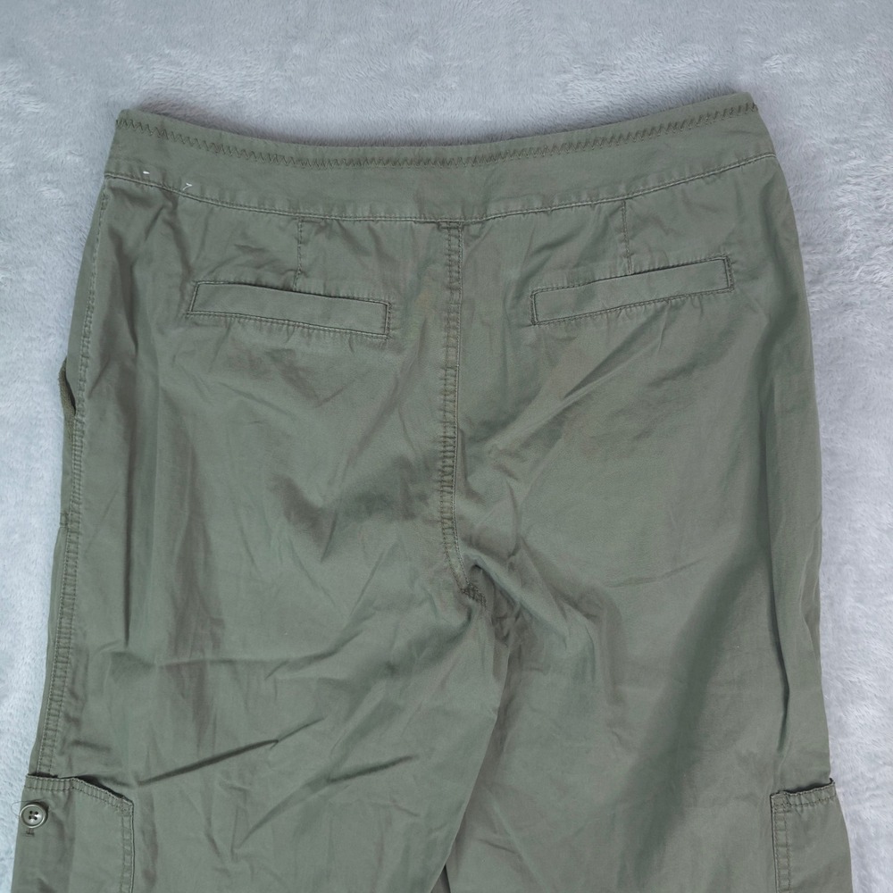 Liz Claiborne Lizwear Cargo Pants Women 10 Olive Green Utility Cropped Y2K - Picture 4 of 11
